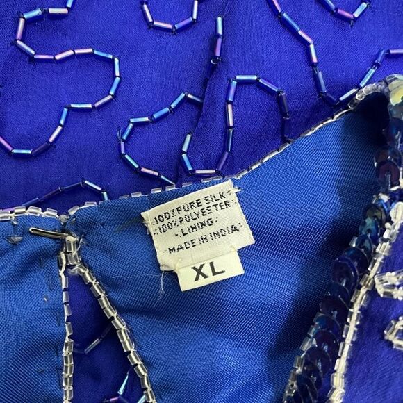 VINTAGE 80’s MOONLITE 100% Silk Beaded Blouse - Picture 7 of 8